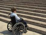 wheelchair facing steps